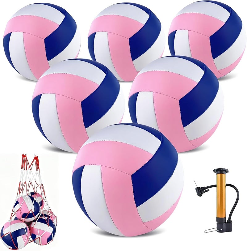 HYPGARD 6 Pack Volleyballs Official Size 5, Waterproof Soft Bulk Recreational Volley Balls with Pump and Net Bag for Indoor Outdoor Beach Sand Water Pool Game Training Match for Teenager Beginner - Image 1
